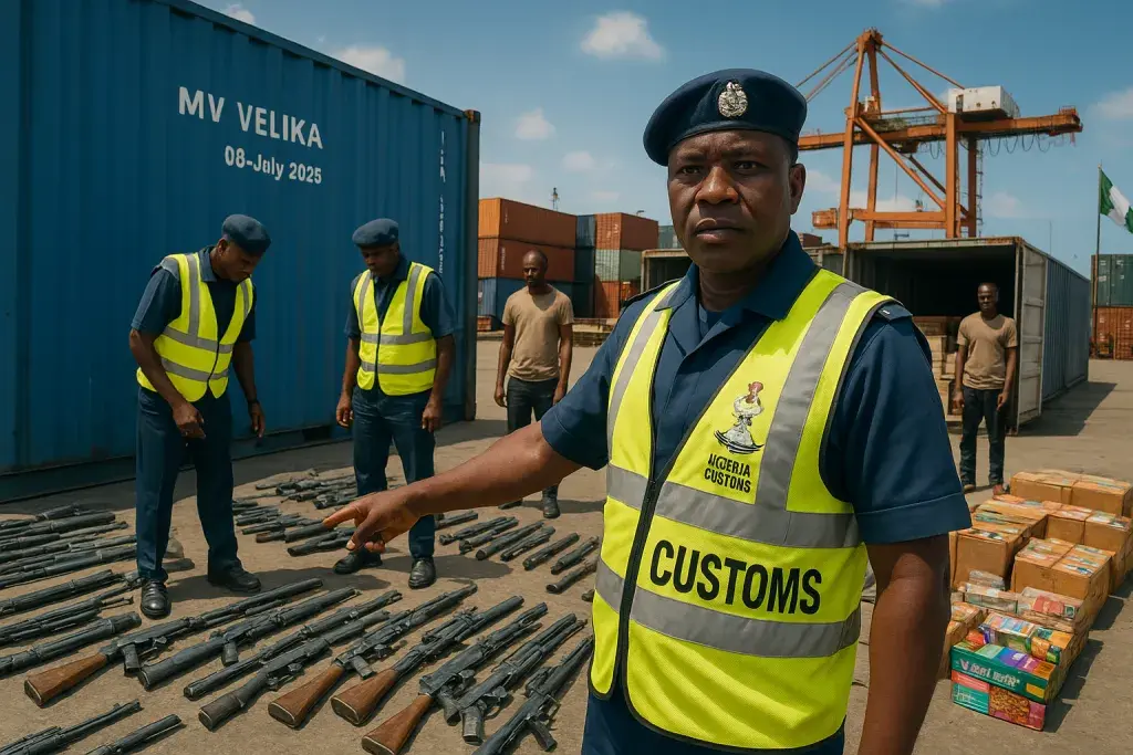 Nigeria Customs Uncovers Smuggled Rifle Parts and Cannabis Goods at Port